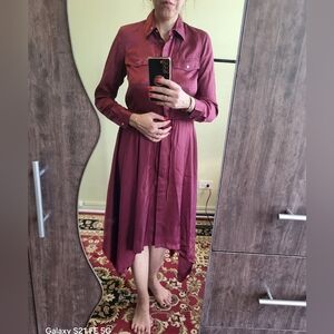 Ralph Lauren Burgundy High Low Dress